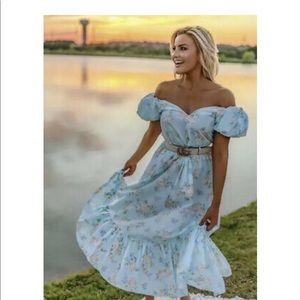 LoveShackFancy blue ruffle dress